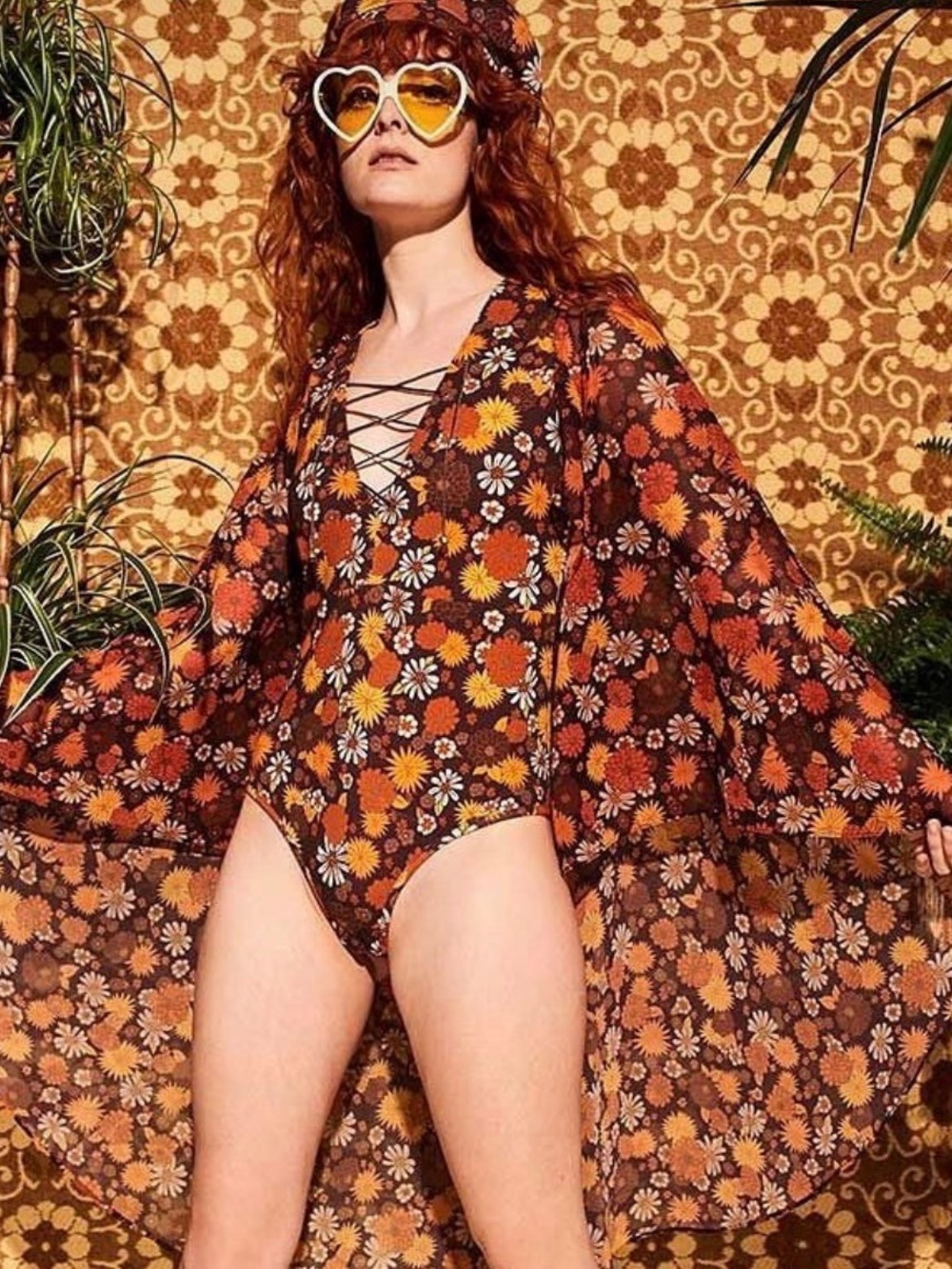 Hippie Shake-Brown Floral Bodysuit